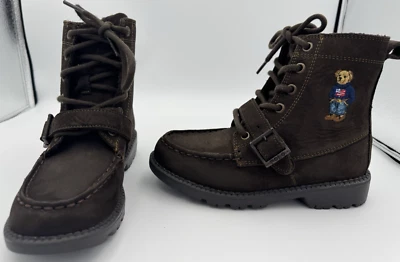 NOVA Bota Polo Ralph Lauren Bear Ranger Camurça Marrom Escuro Tamanho 1 EUA 31.5 EU 13.5 Reino Unido - Imagem 1 de 4