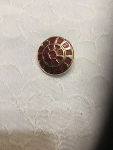 #149 St. John Replacement Button Metal Red Enamel Gold 7/8” shank - Picture 1 of 2