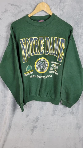Vintage Notre Dame Sweatshirt Mens XL Green Fighting Irish 80's University Cover