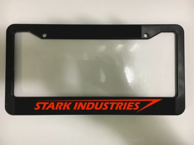 Stark Industries For Iron Man Avengers Fans Tony Black License Plate Frame NEW - Image 1 of 2