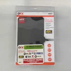 2-Pack QFX ANT-7 35 Mile HD DTV UHF VHF FM Flat Indoor Antenna for Local Channel - Picture 1 of 3