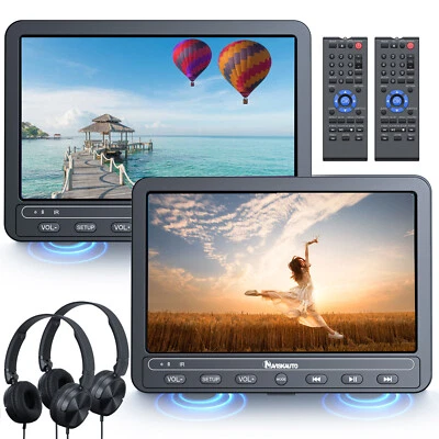 NAVISKAUTO 2 10.1" Portable DUAL DVD Player Car Headrest TV Moniter Battery USB - Image 1 of 4