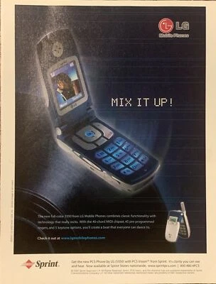 2002 Sprint Flip Phone Cellphone LG Mobil PRINT AD PCS 5350 Mix It Up VTG 2000s - Image 1 of 4