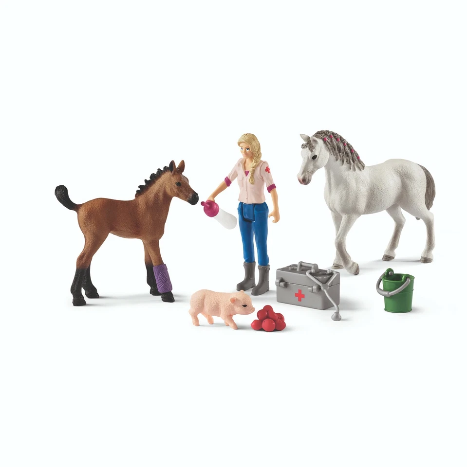 SCHLEICH® Farm World 42486 Arztbesuch bei Stute und Fohlen, NEU & OVP