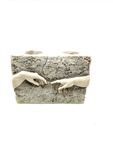 Michelangelo Creation Hands Spark of Life Baptism Resin Tealight Candle Holder - Picture 1 of 12
