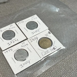 Lot of three (3) **AU** Italy 10 Lire 1953-1975 Plow & Wheat +1978 200 Lire Free - Picture 1 of 11