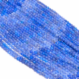 Natural Blue Chalcedony Gemstone Coin Shape Faceted Beads 4 mm Strand 12.5" B173 - Picture 1 of 2