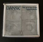 Vtg Dansk Ice Cube Taper Candle Holders Textured Clear  2" Square Set 4 In Box