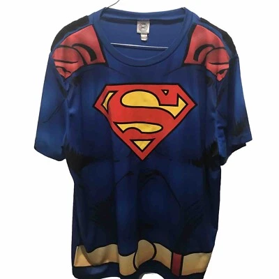 DC Comics Superman Costume T Shirt (No Cape) Mens Size L / XL Blue - Image 1 of 4