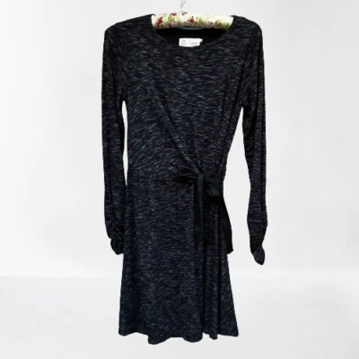 Vestido Anthropologie Sábado/Domingo Nova Cintura Corbata Talla XS Negro Jaspeado Forrado Foto 1 de 4