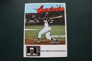 1974 Atlanta Braves Scorebook Hank Aaron swinging unscored vs Dodgers Babe Ruth - Picture 1 of 11