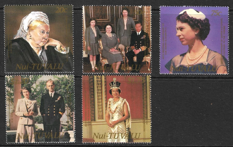 Nui Tuvalu Scott 70-74 Elizabeth 40 aniversario de boda. Tipo de Funafuti 1987 MNH Foto 1 de 1