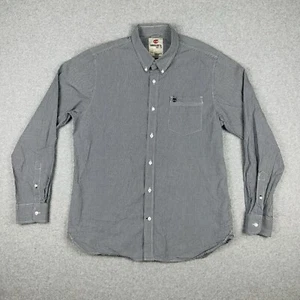 Camisa Timberland Para Hombre L/S Cuadros Guinga Talla L Negra Blanca Con Logo En Bolsillo - Imagen 1 de 11