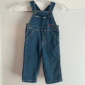 CARHARTT Bib Overalls Denim Blue Jean Child Size Infant 18 Months Snap Crotch - Picture 1 of 4