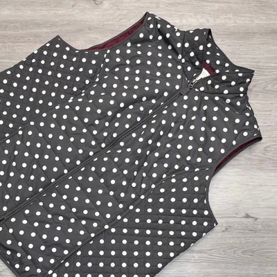 Talbots Womens Quilted Vest 2X PolkaDot Puffer Sleeveless Charcoal Gray Burgundy - Image 1 of 4