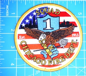 Chicago Illinois Fire Dept Squad 1 patch-Bin A - Picture 1 of 2