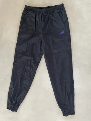 Vintage 90s Nike Challenge Court Pants Black Lined Windbreaker Logo Tennis Sz M - Image 1 of 4
