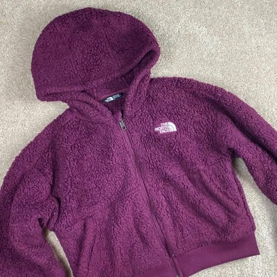 The North Face Kids Girls Burgundy Sherpa Fleece Hooded Jacket L 12 Full Zip - Image 1 of 4
