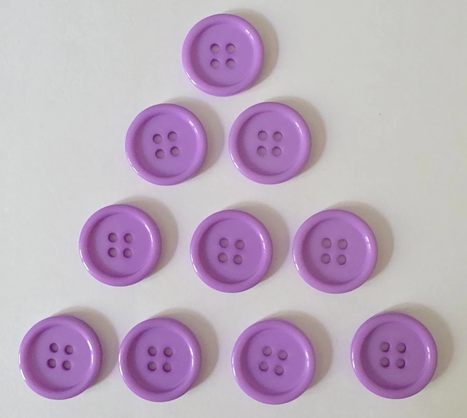 10 Light Purple Four Hole Round Plastic Buttons Size 20mm - Image 1 of 1