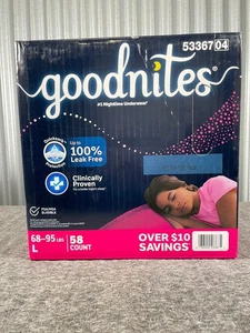 Goodnites Nighttime Leak Free Underwear for Girls Size L (58 Count) - NEW - Picture 1 of 6