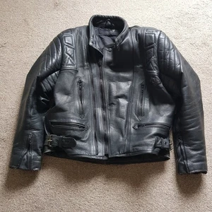 MENS MOTORBIKE LEATHER JACKET 46UK XL AKITO - Picture 1 of 7