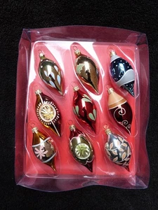 VINTAGE CHRISTMAS GLASS BAUBLES TREE DECORATIONS X9 1970s - Picture 1 of 12