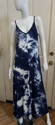 SKIVVYS MUJER ¡NUEVO! VESTIDO DE DIOSA Maxi Vestido Tie-Dye en Azul Laguna Talla M Foto 1 de 4