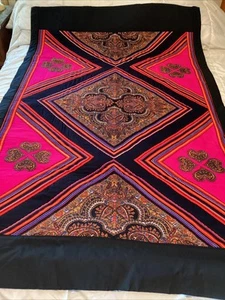 New Cool Hippie Quilt Black With Hot Pink And Paisley Abstracts 44” X 68” Boho - Picture 1 of 8