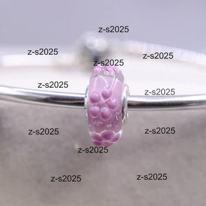 💕 Pandora Pink Flowers Murano Glass Charm Sterling Silver 💕 - Picture 1 of 3
