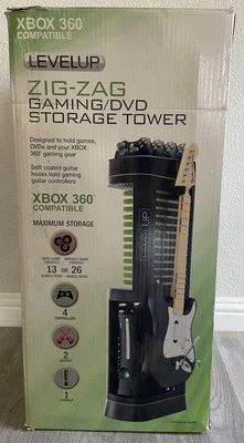LEVEL UP Zig Zag Xbox 360 torre de armazenamento console guitarras jogos controles novo na caixa - Imagem 1 de 4