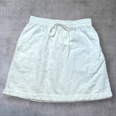 Falda Talbots para mujer blanca mezcla de lino bolsillos cintura elástica pequeña Foto 1 de 4