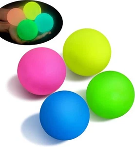 4 PCS Glow in The Dark Squishy Stress Balls, 2.4" Sticky Balls Toys,... - Picture 1 of 7