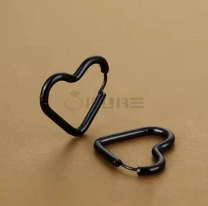 Thick Clicker Surgical Stainless Steel Love Heart Huggie Hoop Earrings 25mm - Picture 1 of 14