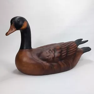 Signed Tannereye Leather Covered Decoy Mallard Duck Made In Canada 20" Long - Picture 1 of 16