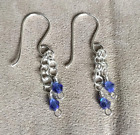 Boucles d'oreilles faites main avec perles de cristal bleu