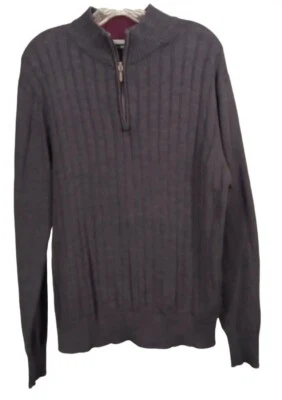 Suéter Michael Brandon Para Hombre Gris Talla L Manga Larga Algodón Pullover Preppy Foto 1 de 4