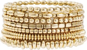 Gold Pearl Beaded Enewton Style Bracelets for Women,Gold Pearl Stackable Stretch - Picture 1 of 6