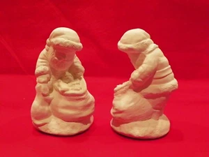 2 Santa Claus figurine figure with bag sack, white ceramic bisque ready to paint - Picture 1 of 3