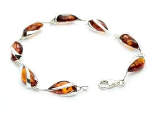 Beautiful Designer 925 Sterling Silver Bracelet set with Baltic Amber - GL501 - Picture 1 of 1