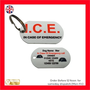 Personalised Medical Alert Keyring for ICE pet dog owners - Picture 1 of 4