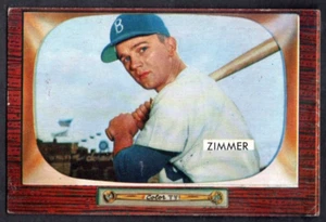 1955 Bowman #65 Don Zimmer GD/VG RC Rookie Dodgers some water damage bottom left - Picture 1 of 2