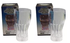 2pc SET 10oz FLASH LED LIGHT UP LIQUID ACTIVATED LED GLASSES fun party glass G9 - Picture 1 of 1