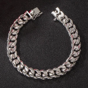 Solid 925 Sterling Silver 10mm 7"-10" Carved Cuban Chain Bracelet for Men Boys - Picture 1 of 6