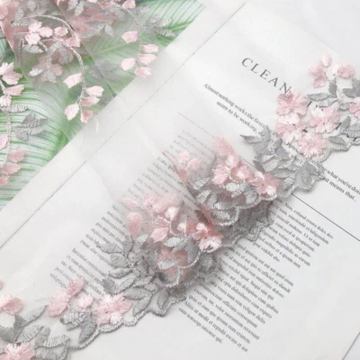 Netz Spitze Stickereien Stoff Blumen Durchsichtig Tüll Voile für Kleid Vorhang - Bild 1 von 4