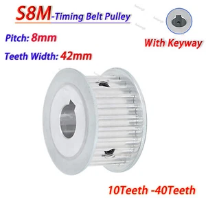 S8M 10T-40T Timing Belt Pulley Pitch 8mm AF-type With Keyway Pulleys Width 42mm - Picture 1 of 17