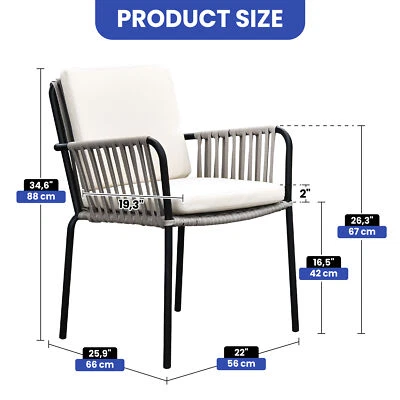 4 PCS Outdoor Wicker Stacking Dining Chairs Metal Armchair w/ Removable Cover - Image 1 of 4