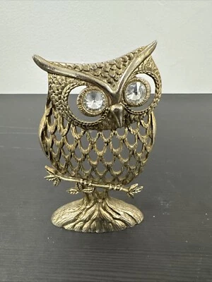 De Colección Fósil Tono Dorado Búho Pendiente Joyería Soporte Árbol Ojos Brillantes (T) Foto 1 de 3