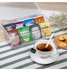2 Pack Stackable Tea Bag Organizer vtopmart plastic storage box coffee, sugar - Picture 1 of 6