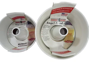 1994 Nordic Ware 12 Cup Angel Food Cake Pan + Nordic Ware Ring Cake Pan Both Red - Picture 1 of 11