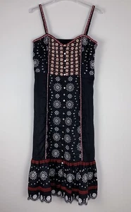 Veronica Beard Giuliana besticktes Kleid Leinen Perlen Ösen Damengröße 6 schwarz - Bild 1 von 18